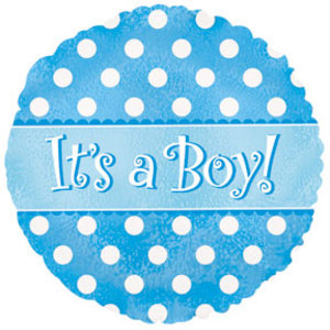 картинка CTI 9 Мини-круг, С рождением мальчика (точки), Голубой от магазина Шар-Хан