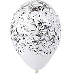 GM 14" Мрамор Белый Черный, White/Marble, Пастель, 1 шт.